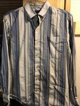Tommy Bahama Men’s S Blue Striped Long Sleeve Button Up 90/10 Cotton Silk Shirt - £22.96 GBP