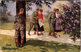 WWI Danish Soldier Comic Romance Peeping Tom Der Blindganger  DB Postcard L1 - £7.71 GBP