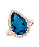 ANGARA 6.95 Ct London Blue Topaz Cocktail Ring with Diamond Halo in 14K ... - $3,724.51