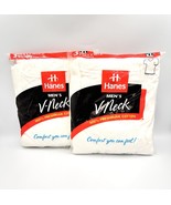 (2) Vintage 1997 Hanes Men’s V Neck T-Shirts White 3 Pack XL Cotton NEW NOS - $774.17 MXN