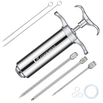 Meat Injector Syringe 2-Oz Marinade Flavor Barrel 304 Stainless Steel With 3 Pro - £26.95 GBP