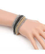 Silver, Gold &amp; Gun Metal Tone Bracelet With Swarovski Style Crystals - $49.19 CAD