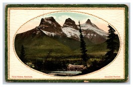 Three Sisters Mountains Canmore Alberta Canada Embossed Faux Frame Postcard N22 - £3.04 GBP