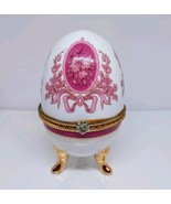 EGG SHAPED IMPERIAL PORCELAIN CERAMIC JEWELRY TRINKET BOX/HINGED Gold Ba... - $13.64