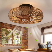 Letmarey Low Profile Caged Ceiling Fans With Lights, 20&quot; Medieval Boho Style - $172.99