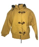 London Fog Yellow Faux Fur Hooded Toggle Zip-Up Bomber Jacket Petite Med... - $179.99
