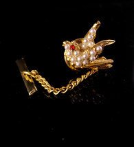 Sentimental Jewelry - Love bird Tie tack / Wedding Dove - seed pearl tie... - $95.00