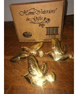 NOS Home Interiors 1179 3 Brass 3D Flying Birds Wall Decor IOB - $21.92 CAD