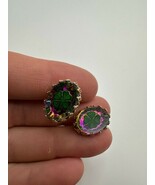 Vintage Watermelon Rhinestone Four Leaf Clover Clip Earrings 1.9cm - $19.01