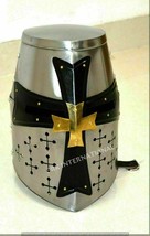 Medieval Templar Knight Crusader Sca Larp Helmet Armor Helmet Free Wooden Stand - £91.77 GBP