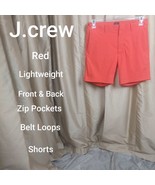 J. Crew  Red Lightweight Back Zip Pockets Shorts Size 32W L7 - £12.61 GBP