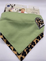 ED by Ellen DeGeneres Dog Collar with 2 Bandanas Love Green/Leopard Print Large - £6.35 GBP