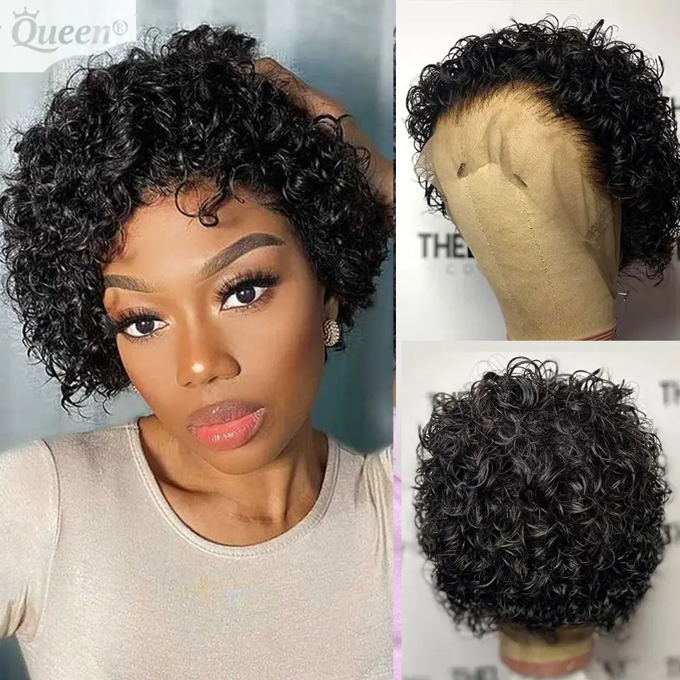 Pixie Cut Wig Ginger Brown Lace Wig Spring curl Short Bob Human Hair Wig F - £33.78 GBP+