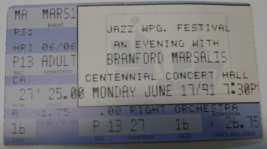 Branford Marsalis Ticket Stub 1991 Winnipeg Jazz Festival Canada  - $9.77