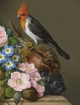 Framed canvas art print giclee still life birds flowers fruits grapes nuts - £31.64 GBP+