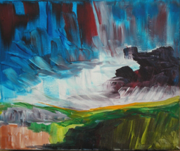 original contemporary landscape painting on canvas with free postage - $50.99