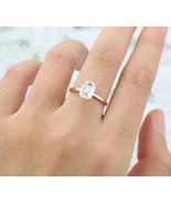 CZ AAA+Emerald Cut White Topaz  Women Simple Engagement,wedding, Promise... - £66.95 GBP
