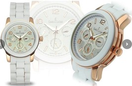 NEW Charles Latour 10001 Women&#39;s Sidney Rose Gold Case White Sillicone Watch hot - £22.03 GBP