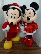 Vintage Mickey Minnie Christmas Mr / Mrs Santa Jumbo Large Plush  Doll  27 In - £85.09 GBP