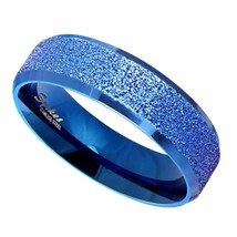 Royal Blue Sandblasted Ring Womens Mens Stainless Steel Wedding Band Sizes 5-13 - £11.95 GBP