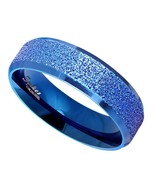 Royal Blue Sandblasted Ring Womens Mens Stainless Steel Wedding Band Siz... - £11.84 GBP