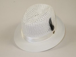 Men's BRUNO CAPELO Stingy Brim Fedora Braid Straw Hat Santa Cruz SC615 White image 4