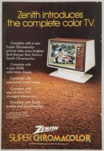 1972 Print Ad Zenith New Super Chromacolor Televisions One Button Color Tuning - $15.28