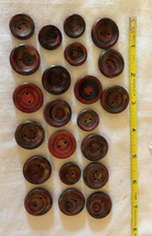 Lot of Red Black Wood Buttons Swirl Grain - $14.25