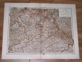 1906 Original Antique Map Of Northern Bavaria Bayern Nuremberg Munich / Germany - £22.57 GBP