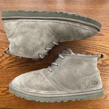 UGG Neumel Ankle Boot Womens 10 Gray Suede Lace Up Shearling Fur Lined Shoe $140 - £33.69 GBP
