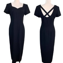 Vintage Liz Claiborne Dress Formal 8 Maxi Black Short Sleeve Lined New - $50.00