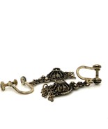 Vintage Sign Sterling Silver Made in Israel Filigree Dangle Screw Back E... - $749.56 MXN