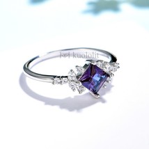 0.8CT Lab grown Alexandrite Gemstone Ring for Women 585 14K Rose Gold  925 Sterl - £40.23 GBP