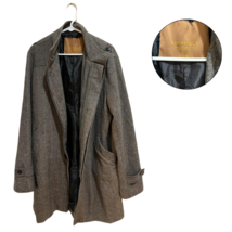 Roosevelt Men&#39;s Gray Herringbone Overcoat, Size XL, Long Wool Blend Jacket - $45.53