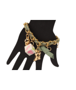 Lucky Charm Bracelet Dice Skull Kissing Rabbits Brass Charm Bracelet 7 I... - $129.05 MXN
