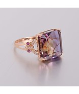 3Ct Emerald Cut Lab Created Ametrine Engagement Ring 14K Rose Gold Plate... - £95.73 GBP