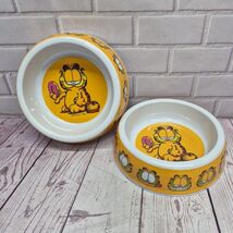 Nickoledin Garfield Bowl Dog Cat Food Water Dish, Yellow, 7in, Lot Of 2 - $14.20