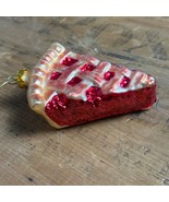 Blown Glass Cherry Berry Pie Slice Holiday Christmas Ornament Gold/Red - $14.85