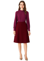Queen Mary of Denmark Inspired Burgundy 80s Blouse &amp; High-rise Pencil Skirt - $134.99