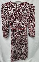 Ava & Viv Plus Women's Size X 14 Burgundy Swirl Balloon Sleeve Midi Belted Dress image 3
