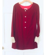 Vtg RED VELVET MOD GOGO 1960s Mini DRESS  Wednesday Lace bell rhinestone... - $3,481.10 MXN