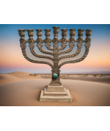 Vintage Judaica Hanukkah Jewish Menorah Jerusalem Brass Bronze Holy Land... - $81.08 CAD