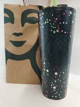 Starbucks Tumbler Stainless Steel Dark Green, Dots Holiday Winter Speckled Stars - £36.35 GBP