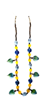Women's Jewelry Fashion Necklace Blue Yellow Beads Silver Tone Metal - £7.19 GBP