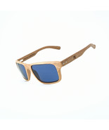 Curved Wooden Sunglasses with Dark Blue Lenses - Stylish, and Eco-Friendly - $139.00