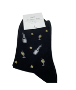 LOFT Women&#39;s How Cute Are These Crew Socks Black Champagne Bottles NEW - €8,07 EUR