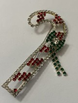 VINTAGE CANDY CANE PRONG SET BROOCH ARTICULATED LEAD FREE - $17.65