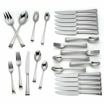 Lenox 50 Piece Flatware Set Service for 6 Banded Ends 18/10 Stainless Ur... - $156.28