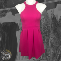 on twelfth Womens Fuchsia Pink Stretch Sleeveless Halter Pleated Mini Dr... - £23.90 GBP