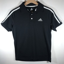 Adidas Shirt Unisex Kid&#39;s Medium (10/12) Black Short Sleeve Polo - £8.72 GBP